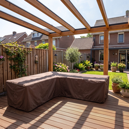 Tuinbankhoes gelijke zijden 600D Luxe Donker Bruin