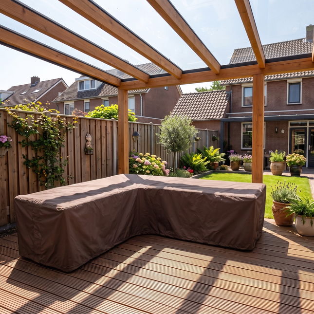 Tuinbankhoes gelijke zijden 600D Luxe Donker Bruin