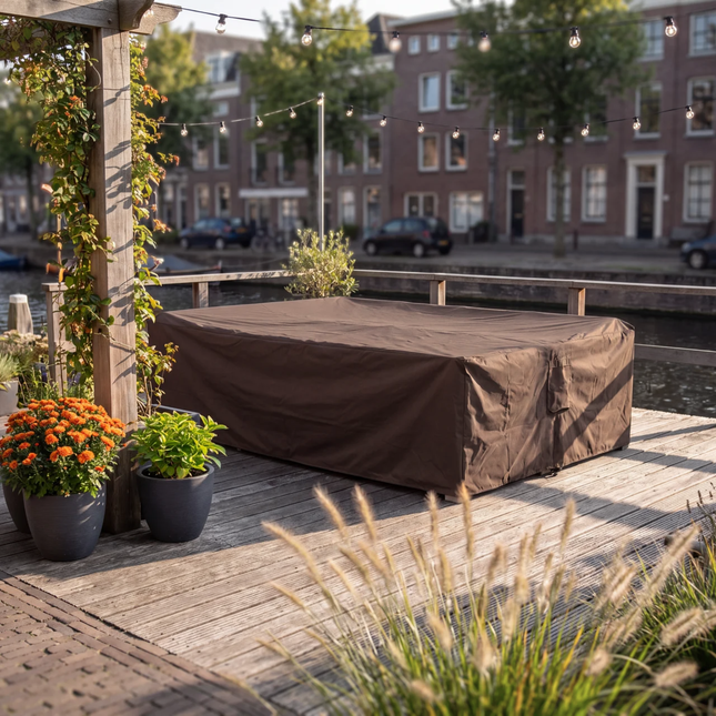 Tuinsethoes rechthoekig 600D Luxe Donker Bruin