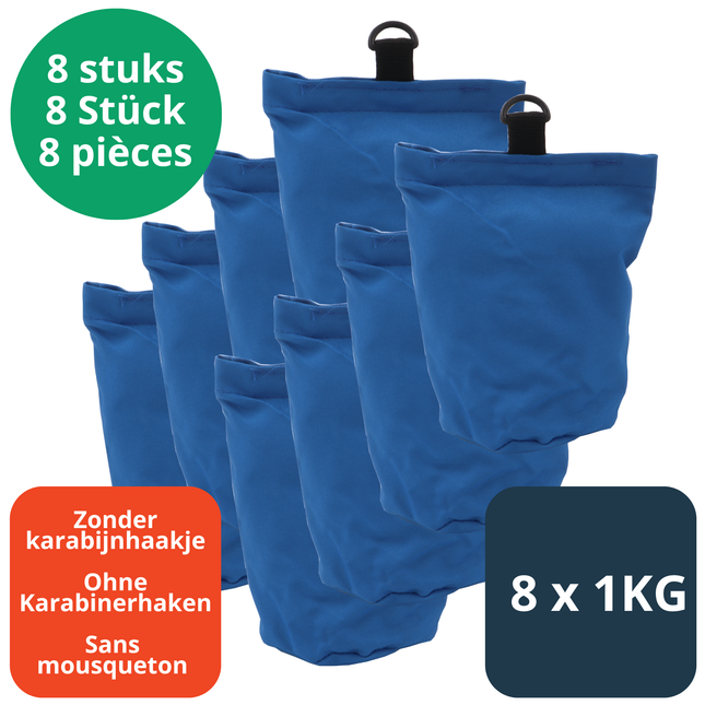 Zandzakjes Blauw - Set van 8 stuks x 1KG - Zonder karabijnhaakje