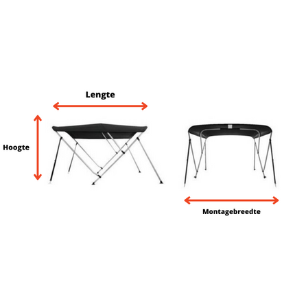 Biminitop Talamex Bimini Top 3-Boogs Deluxe Zwart